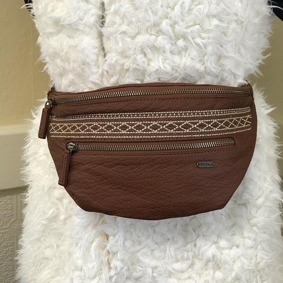 Boho Vegan Leather Mini Belt Bag Fanny Brown - Picture 8 of 9